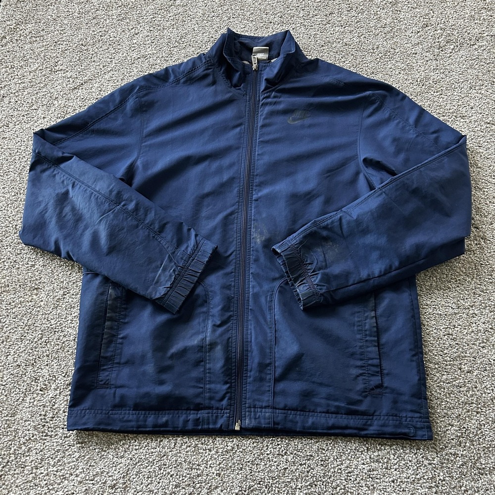 Y2K Nike Windbreaker Jacket Mens Large Blue Zip Lightweight Running Athletic